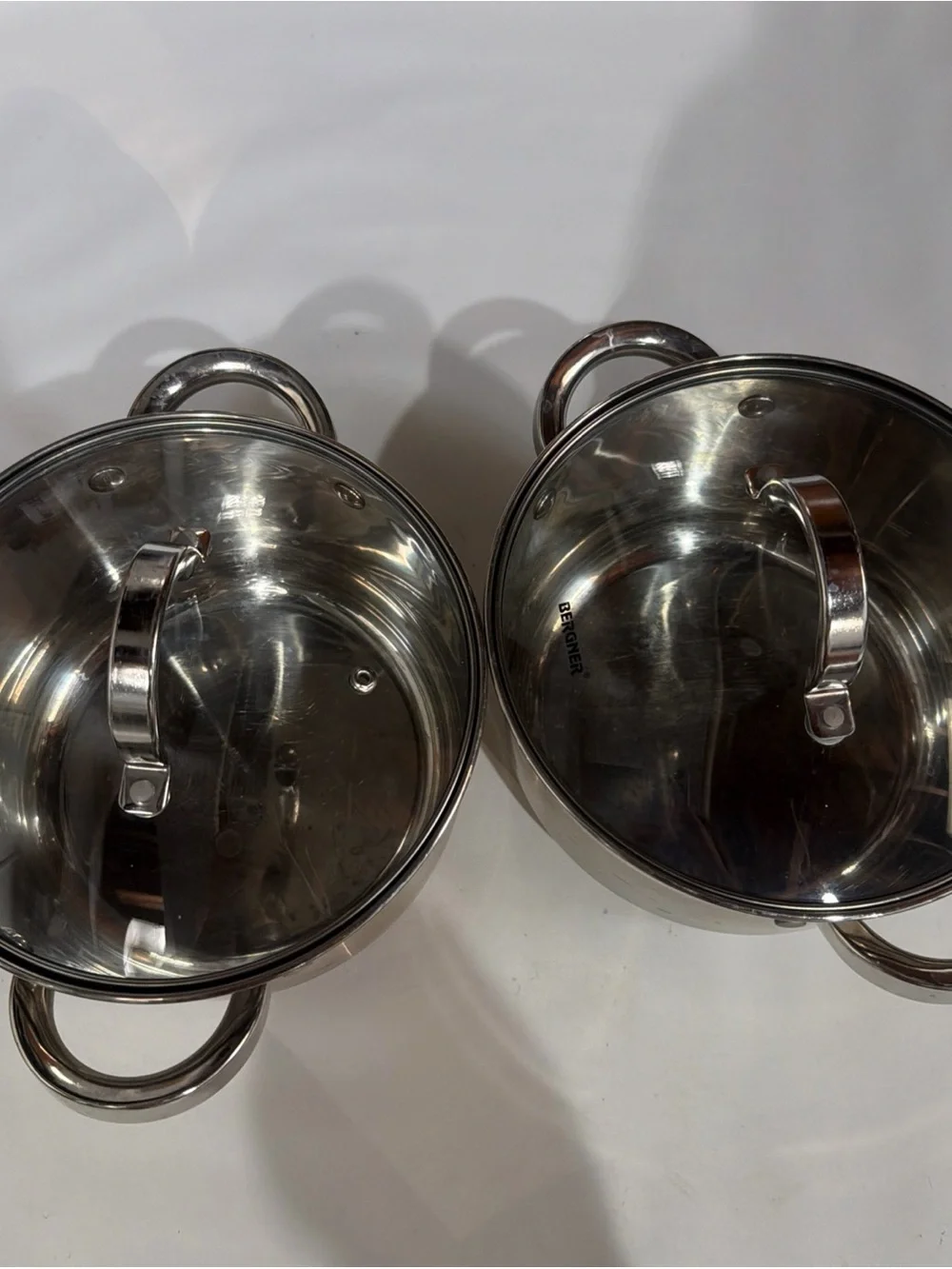 Stainless Steel Cooking Pots with Glass Lids - Silver